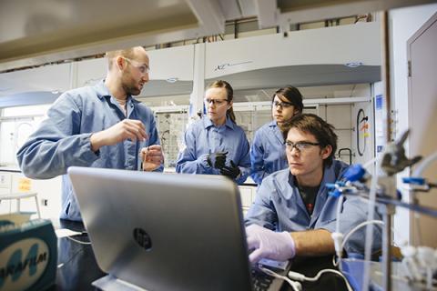 Dr. Katherine Mirica and students.