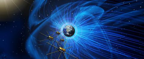 space science illustration of earth and satellites