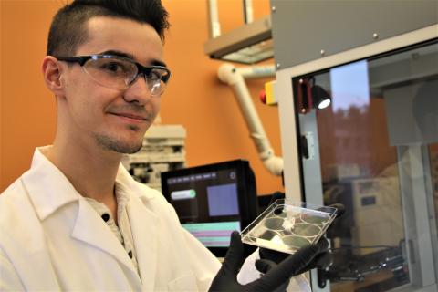 UNH student Joshua cote in the lab